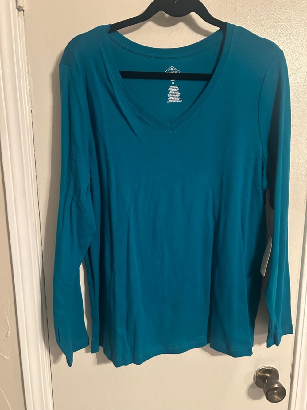 Women's V-Neck Long Sleeve Top in Teal